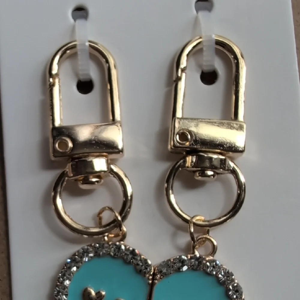 Gold and Blue Best Friends Friendship Heart Zipper Pulls Charms